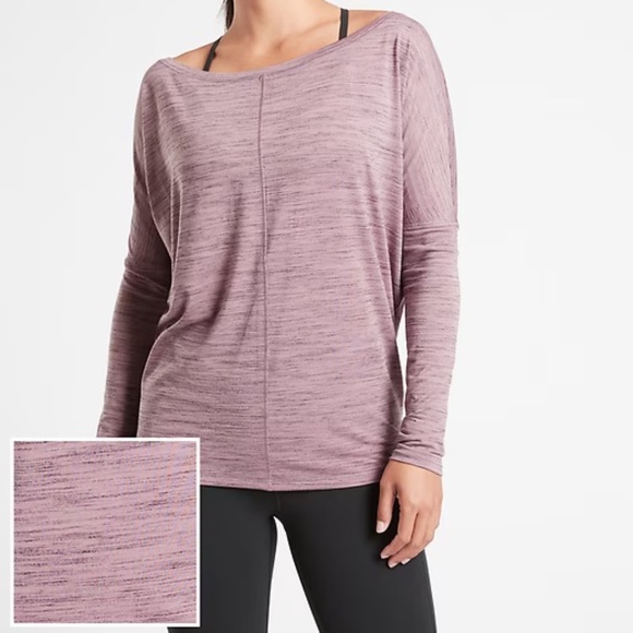 Athleta Flow Long Dolman Sleeve Top Spacedye Mauve Purple Size Medium - Picture 1 of 7